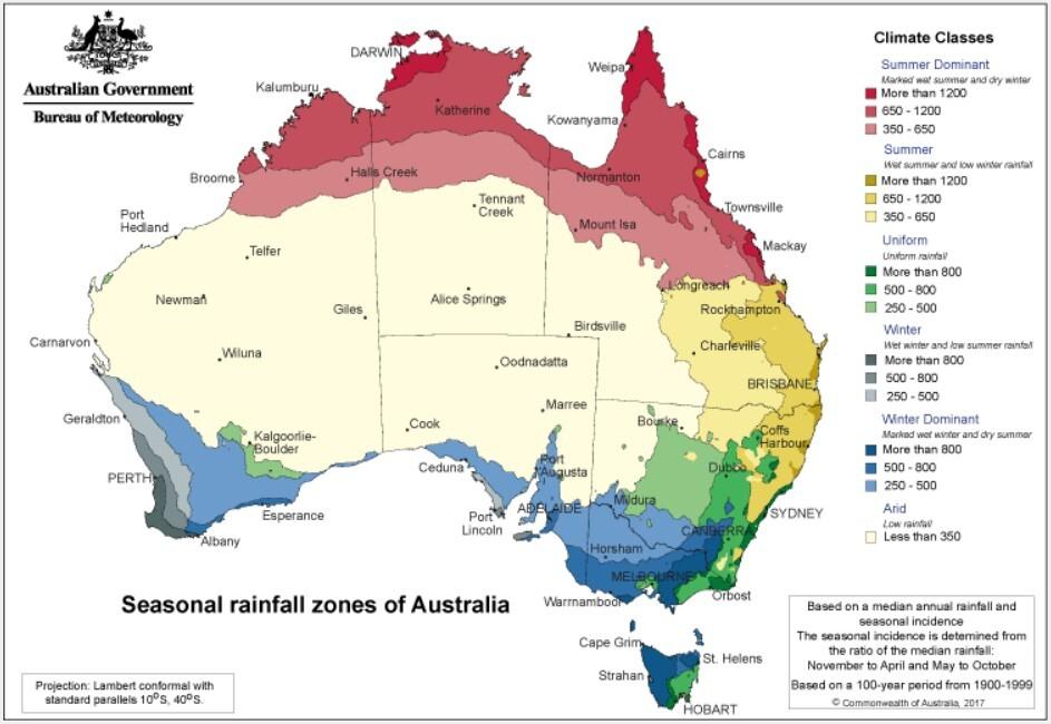 Map: Australia Seasonal Rainfall Map